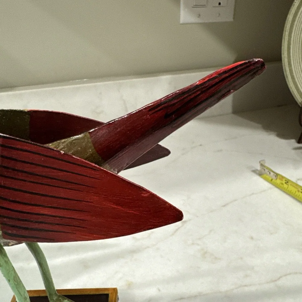 Pottery Barn Folk Art Metal Bird Floral Figurine Home Decor